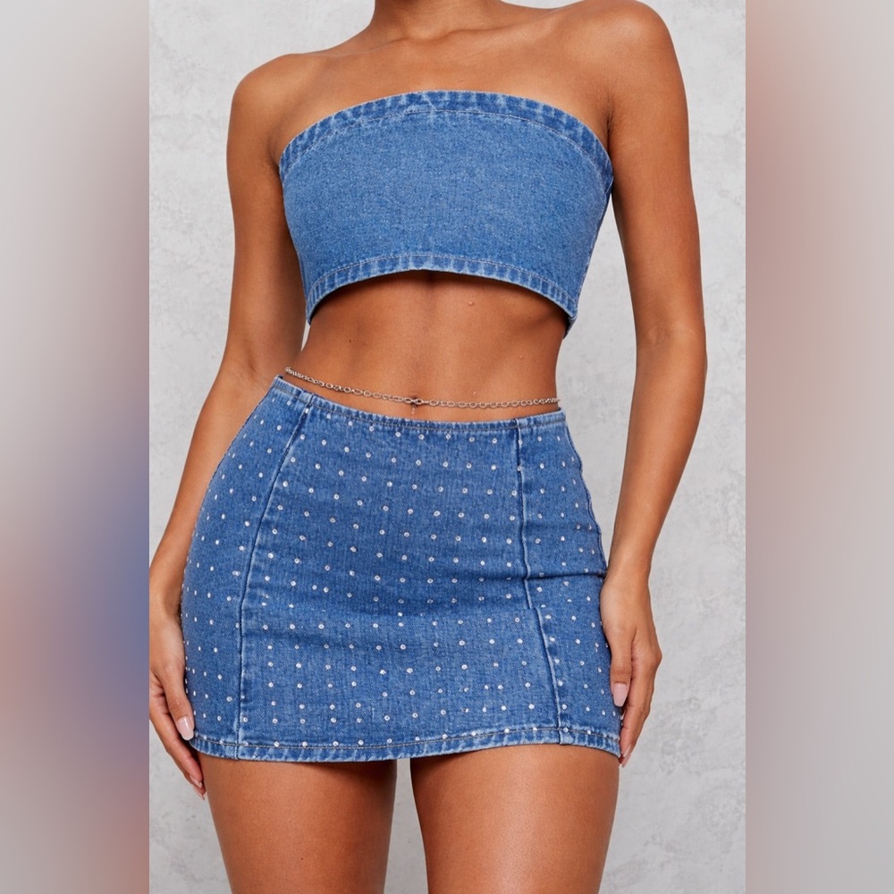 pretty little thing two piece denim set